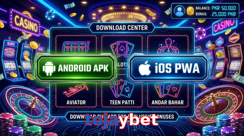 Main screen of Tojaybet download page for PK players
