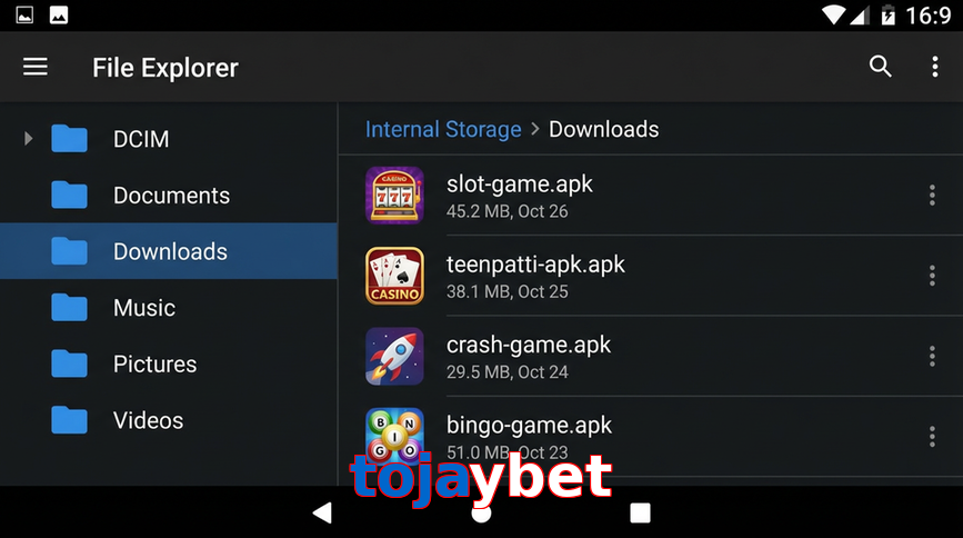 Main screen of Tojaybet gameapk page for PK players