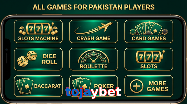Main screen of Tojaybet games page for PK players