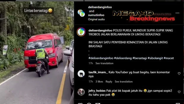 Viral Polisi ‘Pukul Mundur’ Minibus Lawan Arah di Deli Serdang