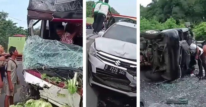 Tabrakan Beruntun di Tol Cipularang: Bus Ringsek hingga Mobil Terguling